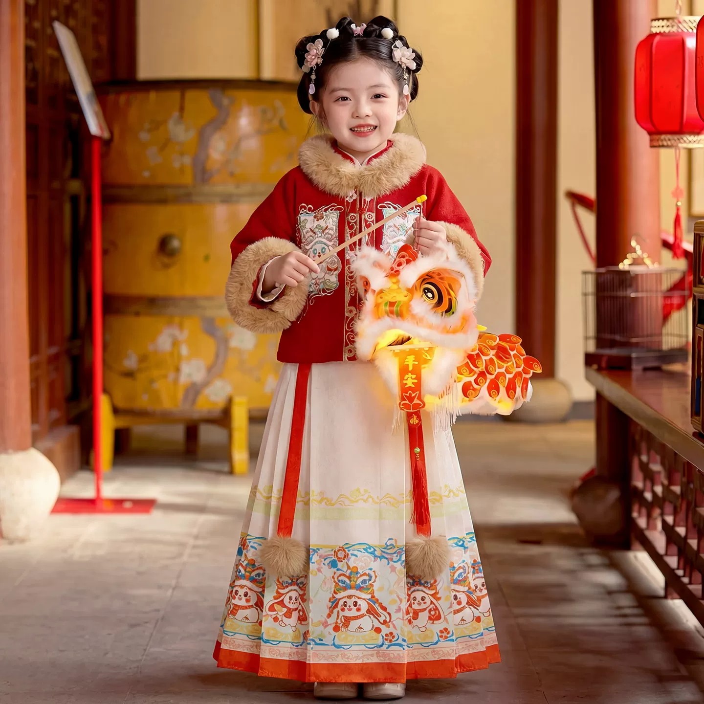 汉服女童冬季加厚唐装新年拜年服