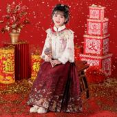儿童国风拜年服女孩唐装 2026新款 加厚过年汉服 冬装 女童马面裙套装
