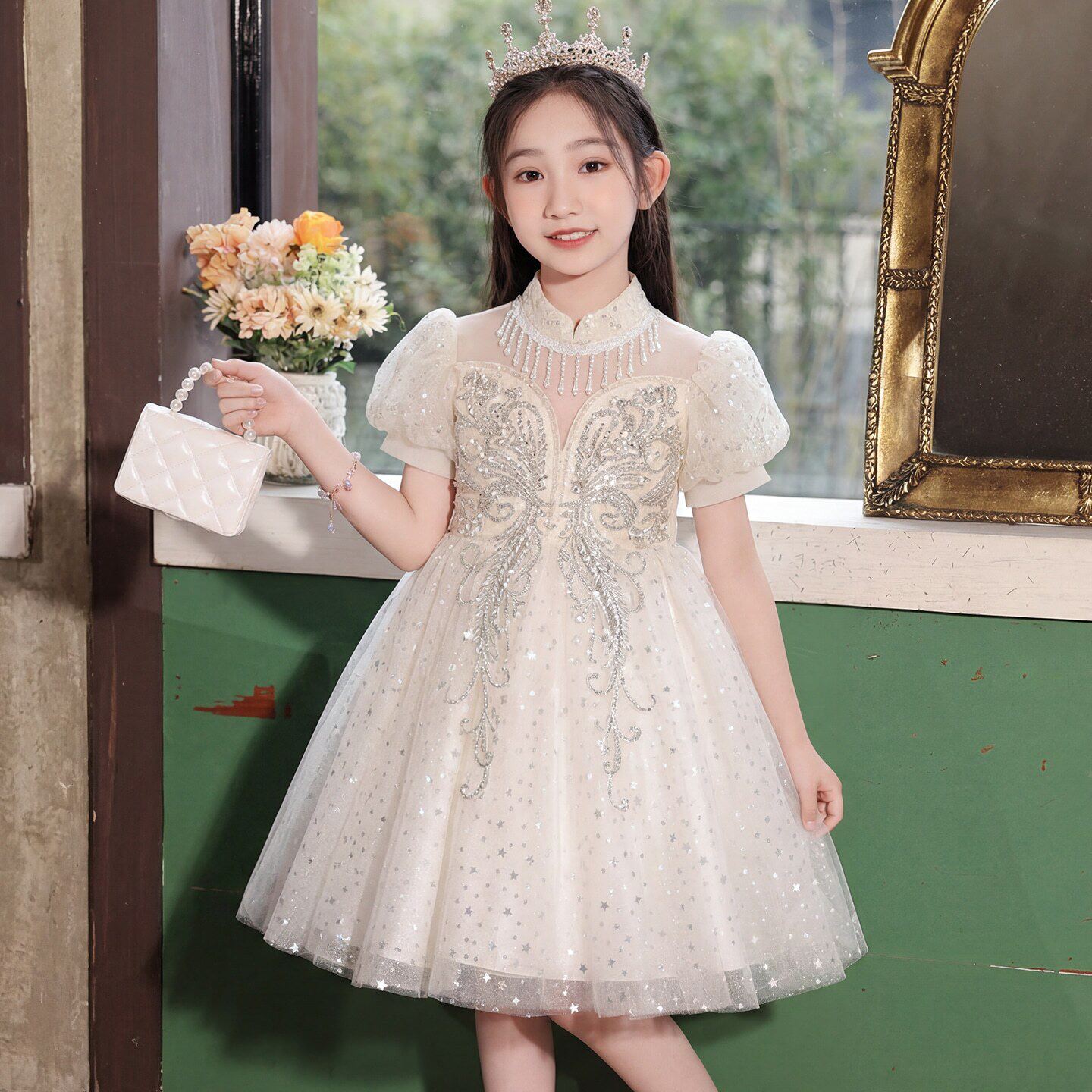 女童礼服轻奢小众钢琴演出服儿童生日公主裙女孩主持人花童婚礼裙
