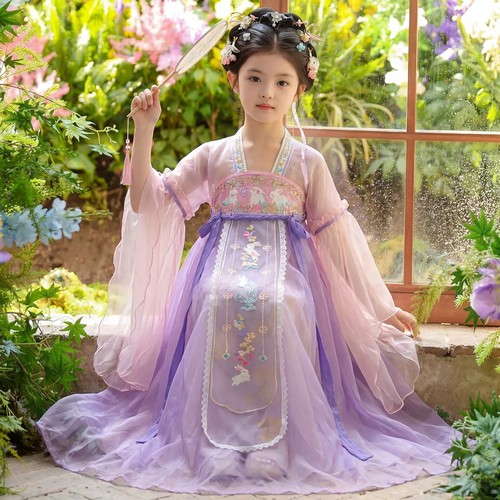 女童汉服夏季唐装超仙古装连衣裙