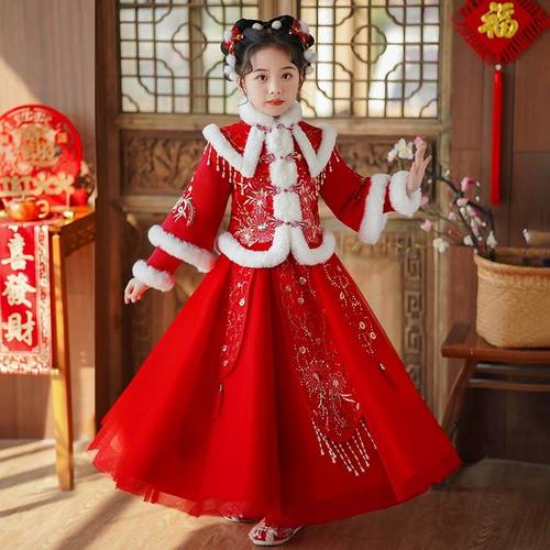 女童汉服加绒加厚冬季新年拜年服
