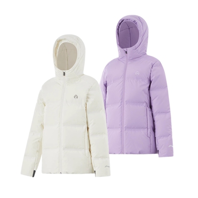 李宁女童羽绒服2024冬季新款防风保暖鸭绒连帽外套YYMU034/176