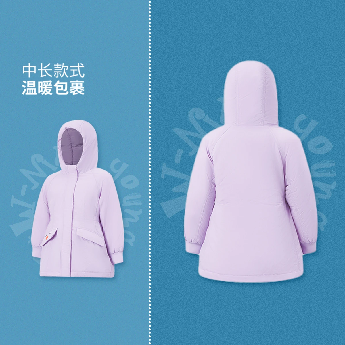 李宁女小童宽松85%鸭绒中长羽绒服YYMV174-2