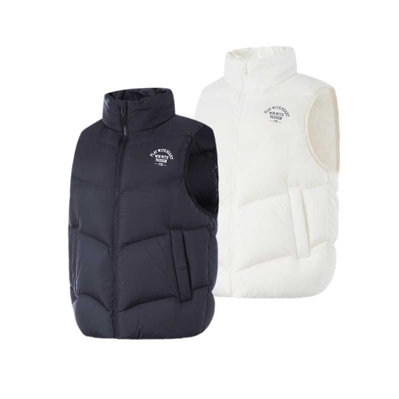 李宁马甲2024冬新款运动生活系列女子宽松90%鸭绒羽绒马甲AMRU004