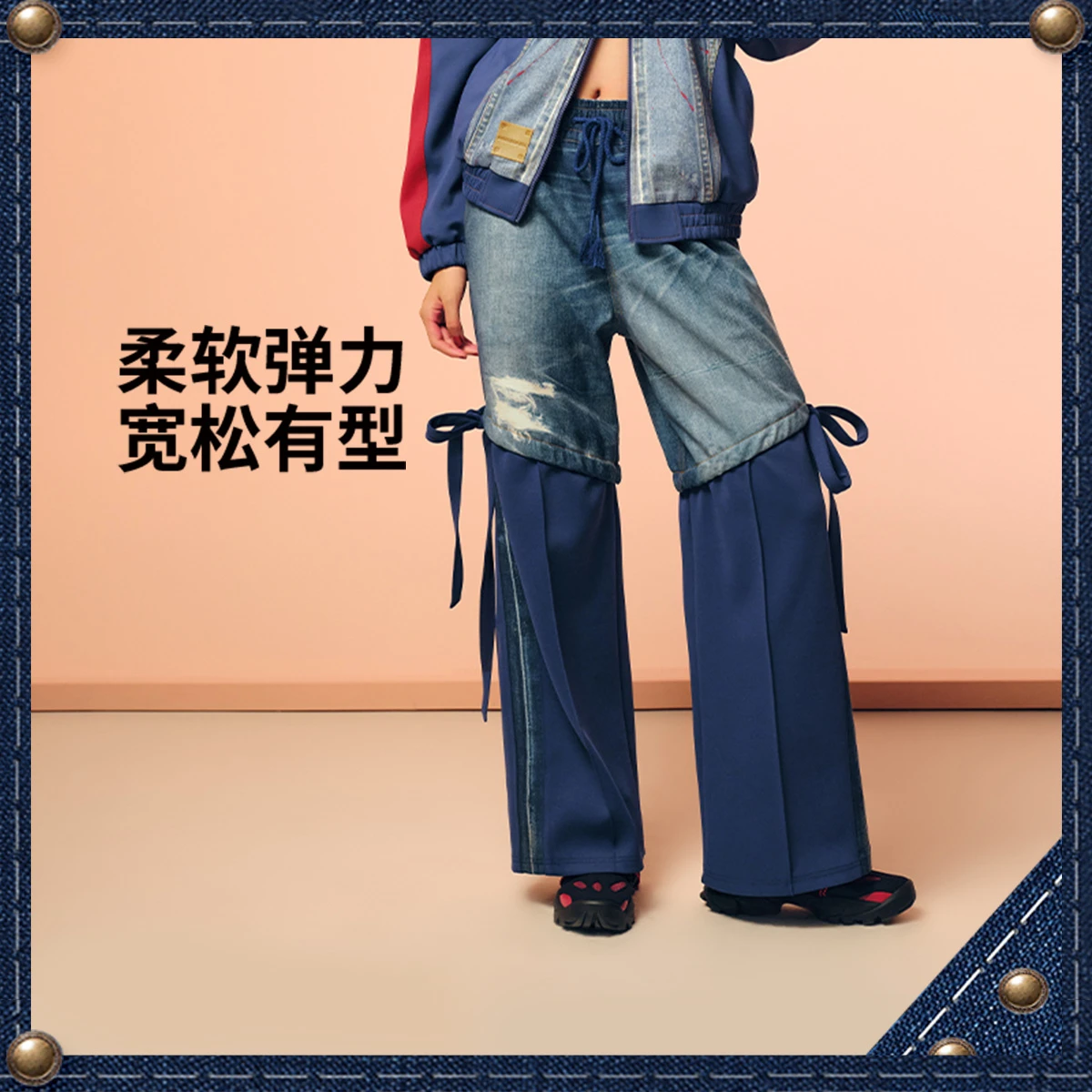 中国李宁ANDERSSON BELL联名系列女子直筒宽松休闲长裤AKXV408