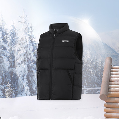 李宁运动生活系列男童简约百搭立领保暖宽松羽绒马甲YMRU013