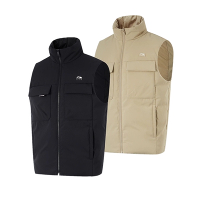 李宁羽绒马甲新款2024冬季运动生活保暖男子羽绒加厚马甲AMRU033