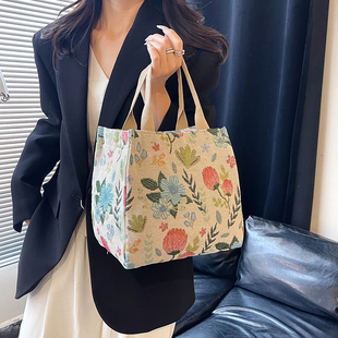 洋气手提包妈咪外出小拎包帆布布袋饭盒包便当包上班族通勤包小包