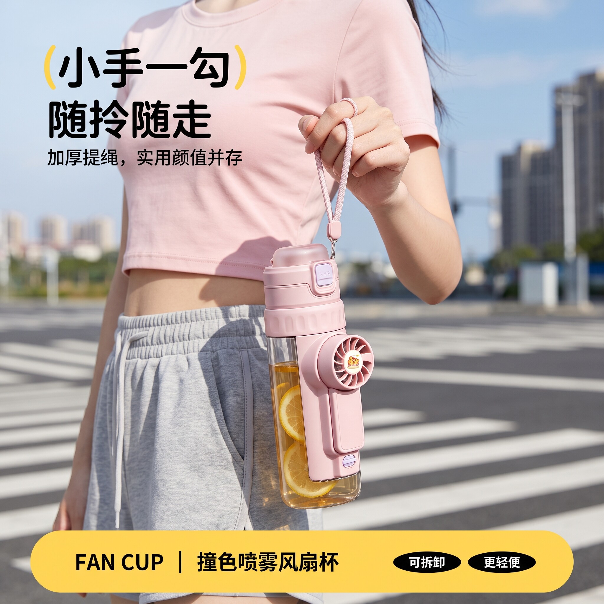 喷雾小风扇水杯便携制冷补水儿童上学手持学生风扇2026多功能水壶