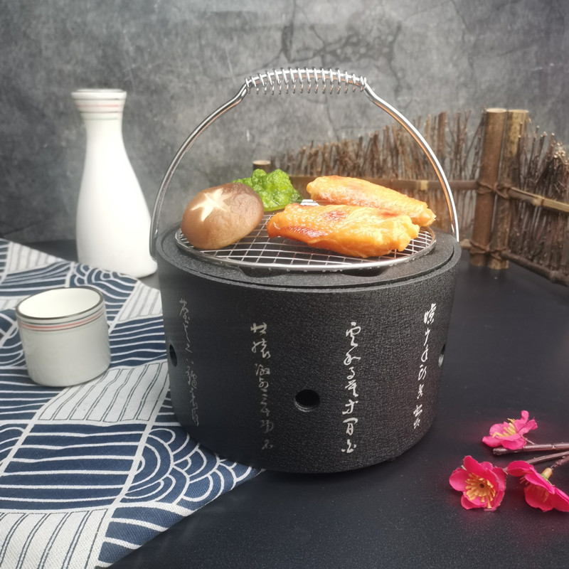 日式圆形单人小烧烤炉酒精围炉煮茶迷你文字一人食烤肉炭炉商用