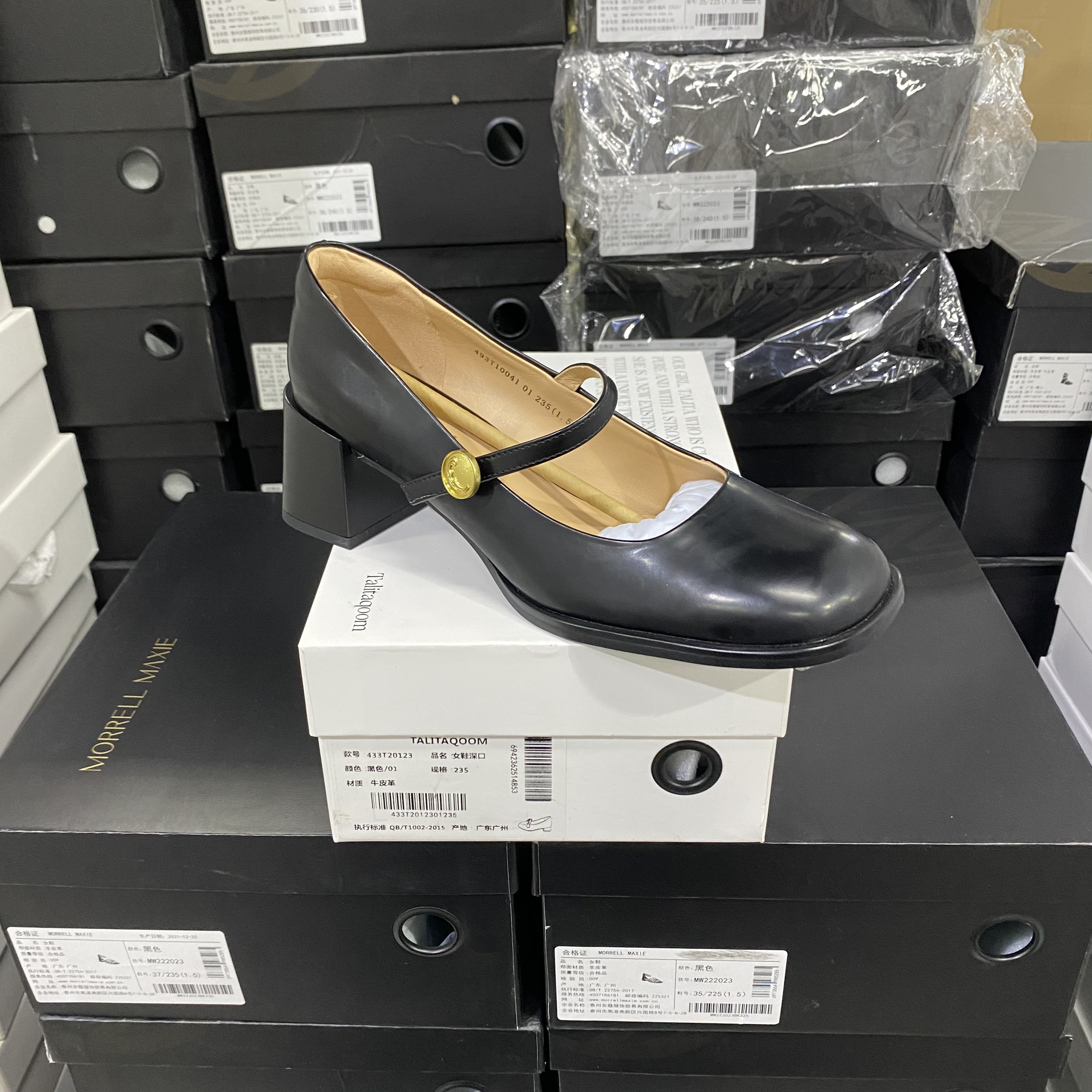 意大利轻奢专柜正品高跟一字扣玛丽珍牛皮单鞋0041