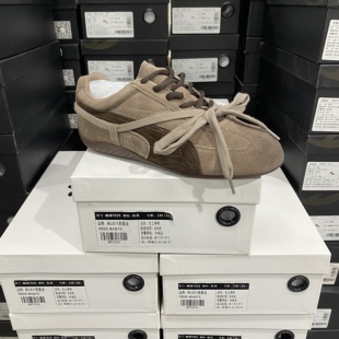 9180卡其 实体专柜意大利设计师轻奢品牌牛反绒复古圆头平底德训鞋