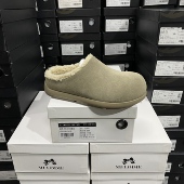 实体专柜意大利设计师轻奢品牌冬季 牛皮保暖包头拖半拖442R豆绿