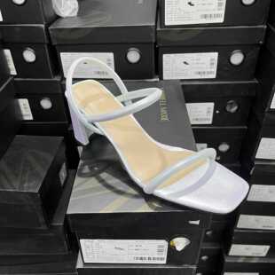 2130米白色 美国轻奢品牌A羊皮一字带凉鞋