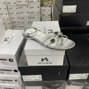 实体专柜意大利设计师轻奢品牌牛皮夏季 6398银色 平底气质绑腿凉鞋