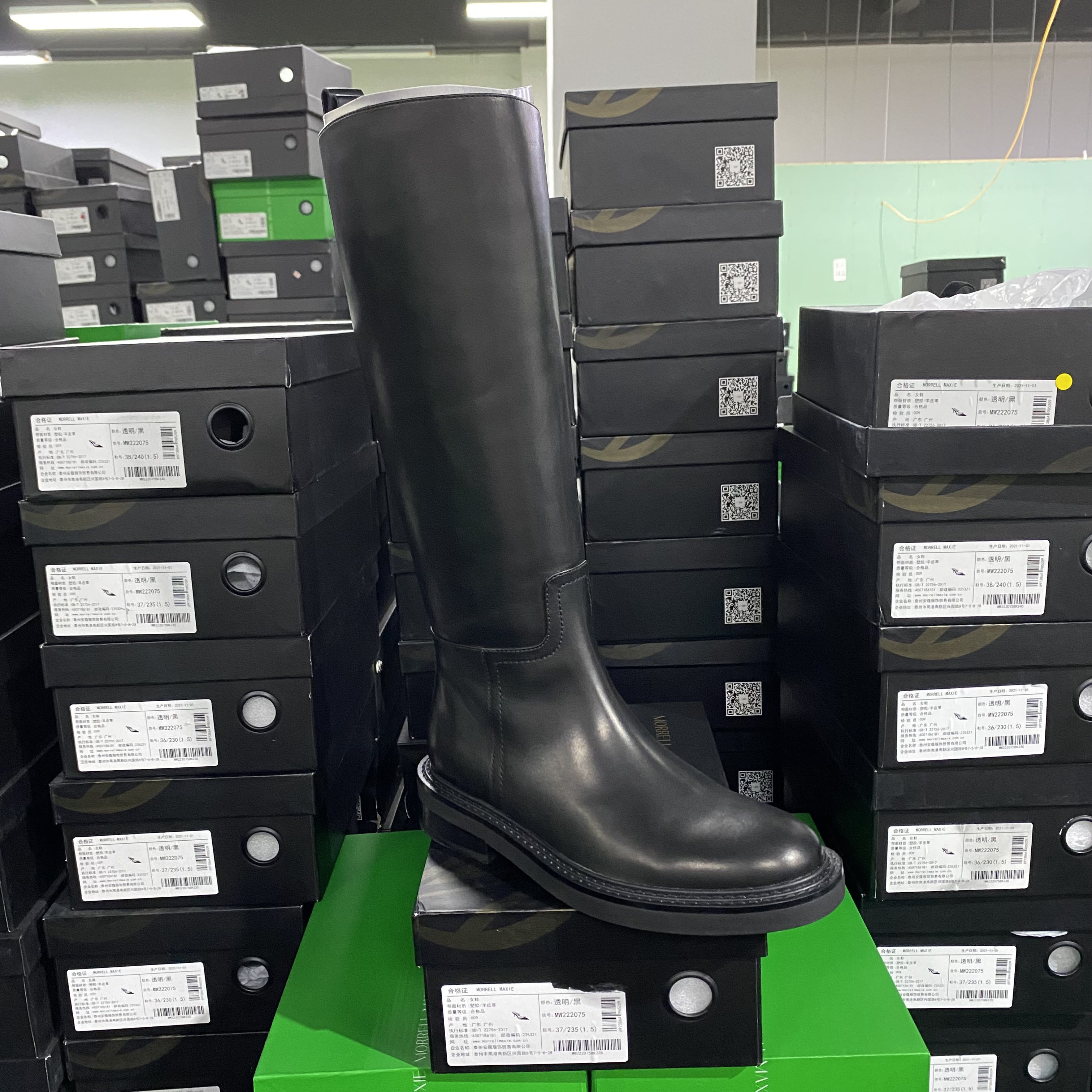 美国设计师买手高奢品牌牛皮高筒光板骑士靴高筒靴4135黑色