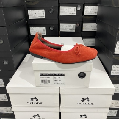 实体专柜意大利设计师轻奢品牌日常通勤羊皮浅口方头单鞋6535红色