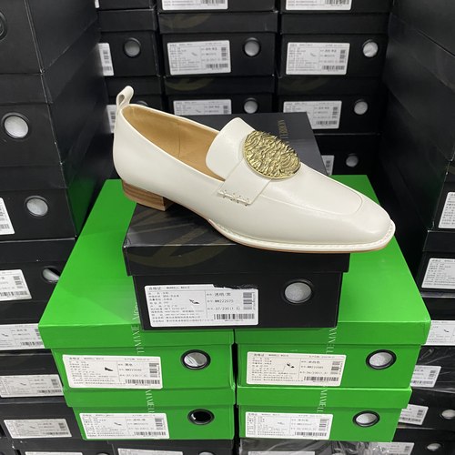 美国设计师买手高奢品牌I羊皮百搭英伦风一脚蹬乐福鞋3028米白色