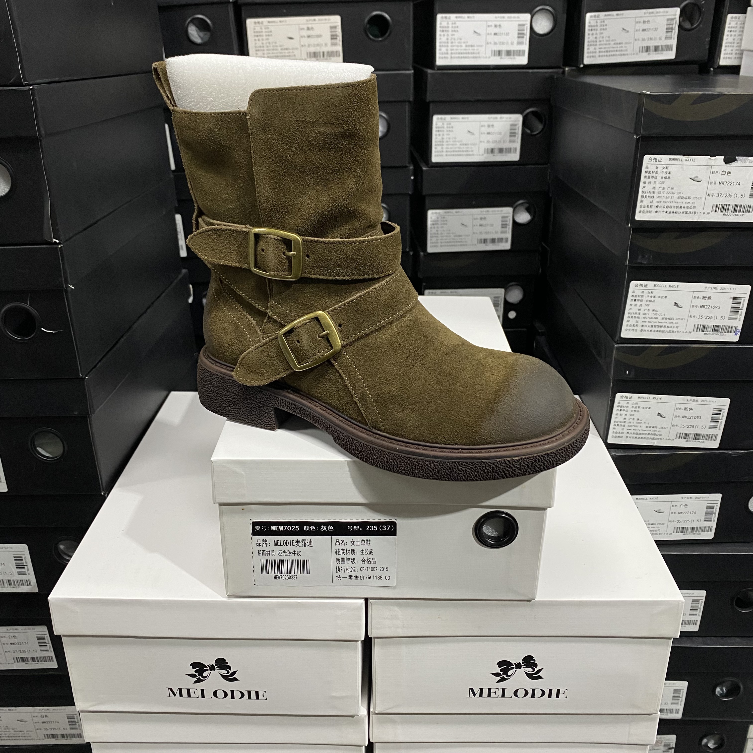 实体专柜意大利设计师轻奢品牌牛皮休闲短靴8247卡其棕（单里）