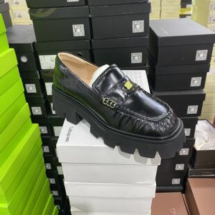 意大利轻奢专柜正品F牛皮厚底乐福单鞋8301黑色