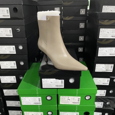 美国设计师买手高奢品牌J牛皮优雅尖头侧拉链高跟女靴4014杏色