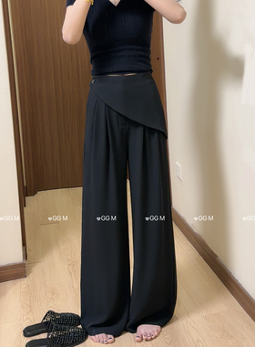 灰色屁帘西装裤女夏季超薄2026新款高腰垂感休闲裤直筒阔腿裤6828