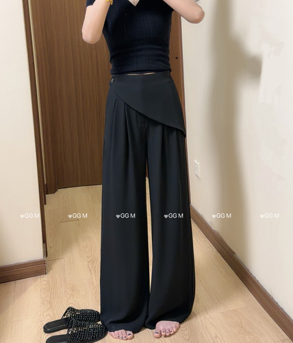 灰色屁帘西装裤女夏季超薄2026新款高腰垂感休闲裤直筒阔腿裤6828