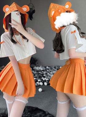 酒吧派对演出服gogo秀dj女巡场可爱气氛互动DS领舞服橙色短裙套装