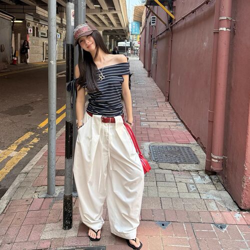 裤子女款2025爆款宽松阔腿休闲裤夏季设计感韩版时髦辣妹拖地长裤