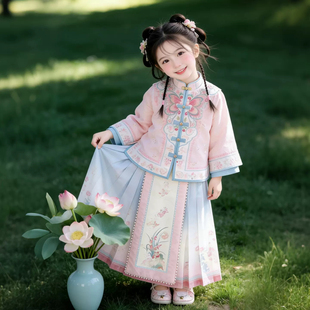 女童汉服2026新款明制马面裙套装儿童中国风古装长袖改良宝宝襦裙