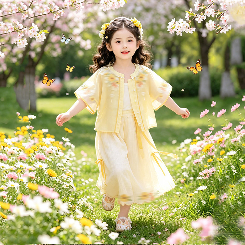汉服女童套装明制国风夏季2026新款小女孩古风绝美中式儿童唐装图片