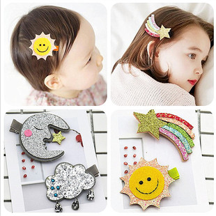 儿童发夹婴儿发饰宝宝边夹云朵彩虹太阳公主女孩发夹女童刘海夹子