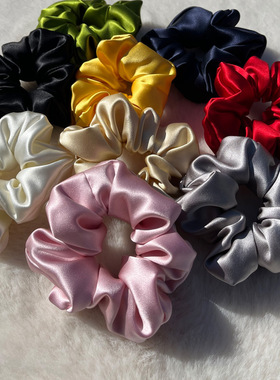 100%桑蚕丝30姆米重磅真丝发圈发绳手工缝合护发马尾丸子头百搭