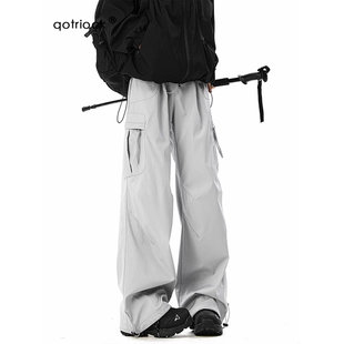 大口袋休閑褲 潮牌傘兵工裝 男女夏季 褲 寬松美式 山系戶外機(jī)能沖鋒褲
