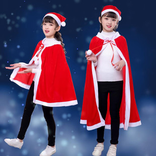 圣诞节儿童披风年会圣诞金丝绒男女斗篷节日演出COS舞会披肩服装