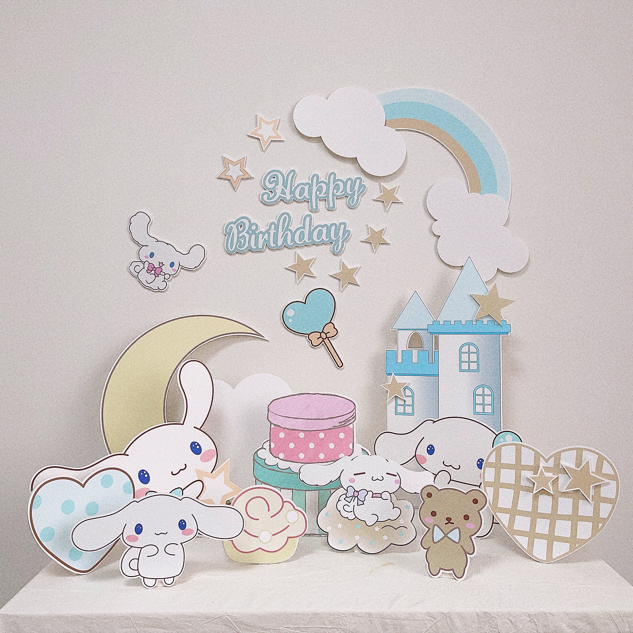 玉桂狗百天儿童生日派对装饰场景装饰桌面kt板卡通背景墙三丽鸥