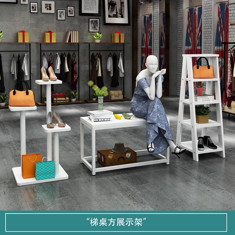 中岛展示柜圆形货架书籍包包鞋化妆品母婴用品展示柜木质展示货架