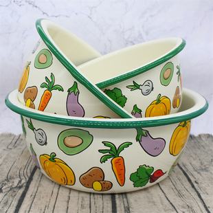 特厚和面盆翻边搪瓷盆珐琅搪瓷沙拉盆大号洗菜盆家用大汤盆洗菜盆