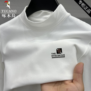 加厚保暖纯色长袖 秋冬款 t恤内搭 双面德绒打底衫 啄木鸟半高领男士