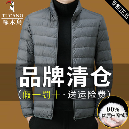 啄木鸟轻薄白鸭绒羽绒服男立领