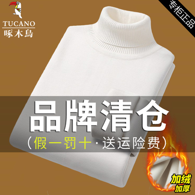 啄木鸟纯色加绒高领毛衣男内搭