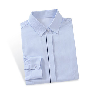 交行工作服女衬衣2024交通银行蓝条纹衬衣长短袖工装职业装行服