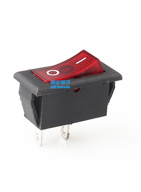 LANZMFG/朗正KCD3-101D-2P-R矮基座2脚无灯红色透明盖船型开关