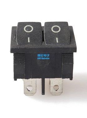 LANZMFG朗正/KCD5-102B无灯黑色双盖6脚船型开关翘板开关电源开关