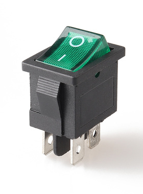 LANZMFG朗正/KCD1-201N尺寸15*21mm船型开关4脚红灯/绿灯翘板开关