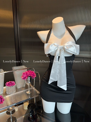Lonelydance御姐秘书*性感挂脖纯欲蝴蝶结包臀睡裙OL秘书制服短裙