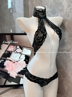 LonelyDance女神级别*性感内衣新款挂脖蕾丝可拆卸水钻性感女睡衣