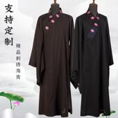 包邮 刺绣海清定制莲花海清长款 莲花刺绣僧衣居士服海青定制大褂 冬