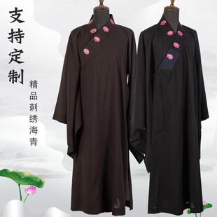 冬 包邮 刺绣海清定制莲花海清长款 莲花刺绣僧衣居士服海青定制大褂