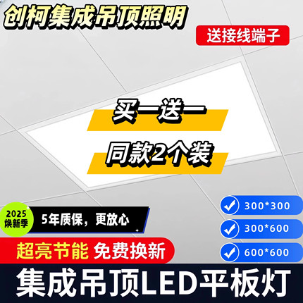 厨房灯集成吊顶led灯30x60平板吸顶灯卫生间浴室铝扣板灯300x600